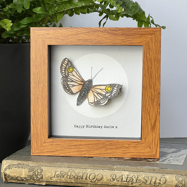 beautiful ink drawn moth framed gift on vintage books