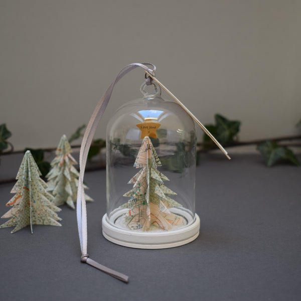 Personalised Christmas Tree Glass Cloche Decoration