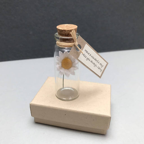 Personalised Tiny Daisy In A Bottle - Anniversary Keepsake
