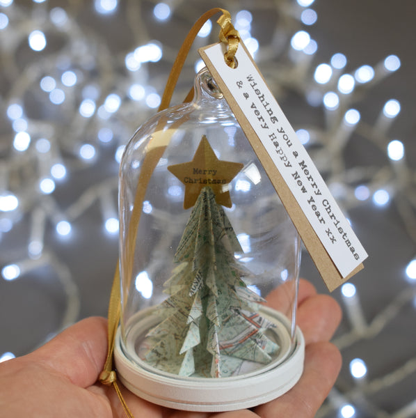 Personalised Christmas Tree Glass Cloche Decoration