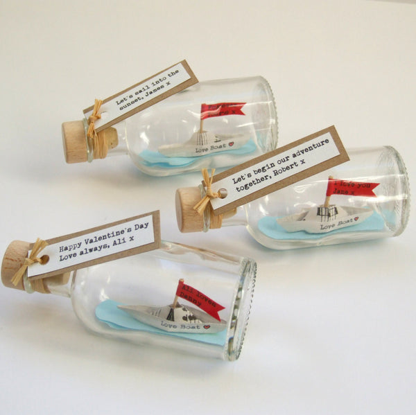 Paper Wedding Anniversary Gift - Personalised Paper Love Boat In A Bottle - Made In Words
