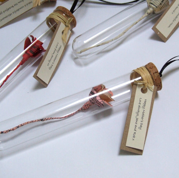 Personalised Valentine's Gift - Handmade Personalised Paper Rose In A Glass Vial - Made In Words