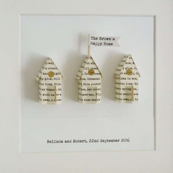 New Home Gift - Little Paper Houses Personalised Framed Gift - Made In Words