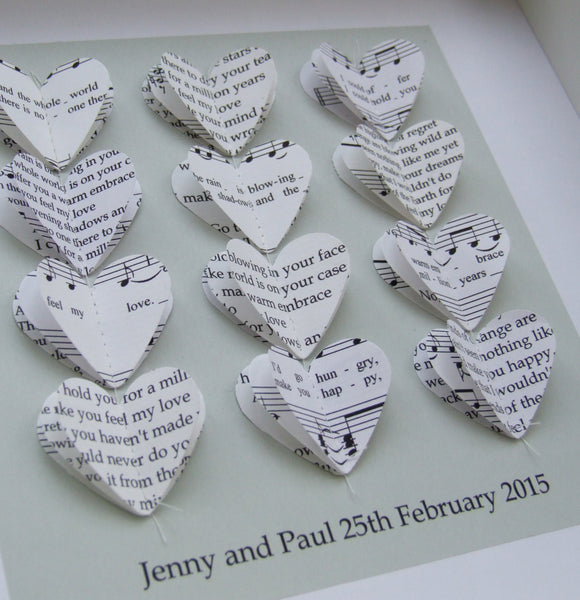 Paper Wedding Anniversary Gift - Your Special Song Framed Picture - Made In Words