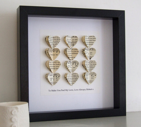Paper Wedding Anniversary Gift - Special Song Personalised Artwork In Vintage Papers - Made In Words
