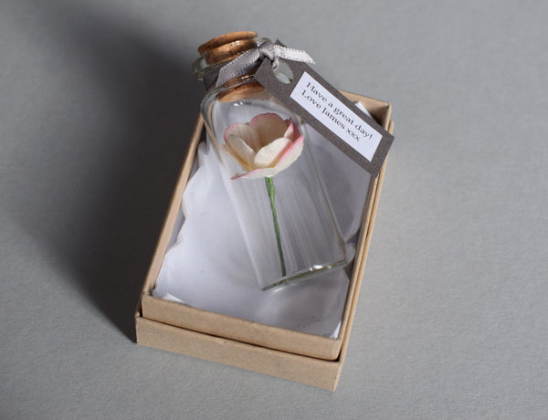 Paper Wedding Anniversary Gift - Personalised Tiny Bottle of Blossom - Made In Words