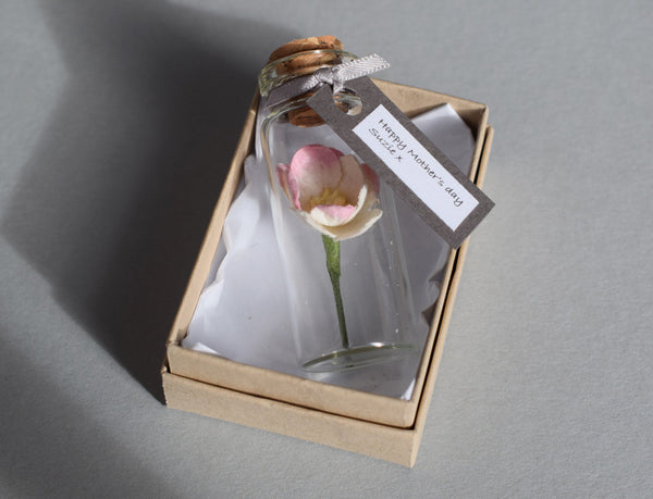 Paper Wedding Anniversary Gift - Personalised Tiny Bottle of Blossom - Made In Words