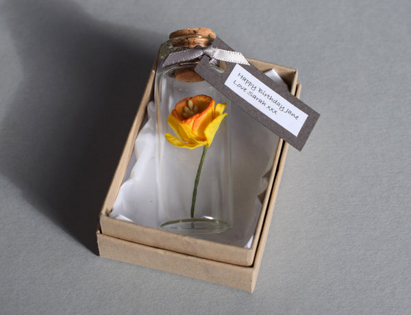 Personalised Mother's Day Gift - Personalised Tiny Paper Daffodil In A Bottle - Made In Words