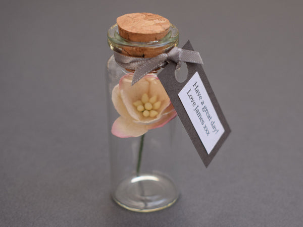 Paper Wedding Anniversary Gift - Personalised Tiny Bottle of Blossom - Made In Words