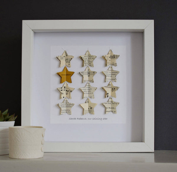 Graduation Gift - Gold Star Personalised Framed Picture - Made In Words