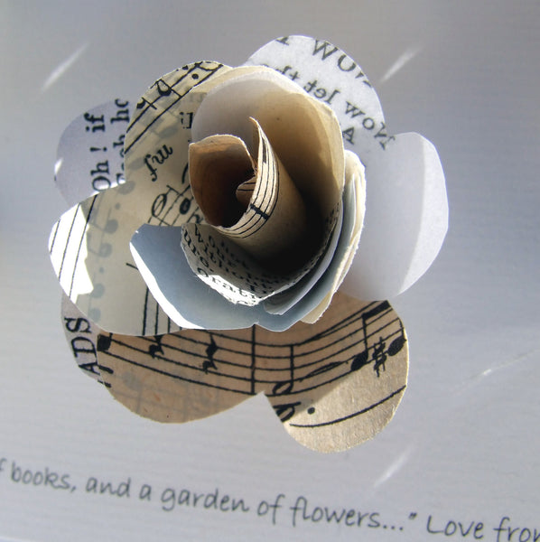 Paper Wedding Anniversary Gift - Personalised Paper Poetry And Music Framed Roses - Made In Words