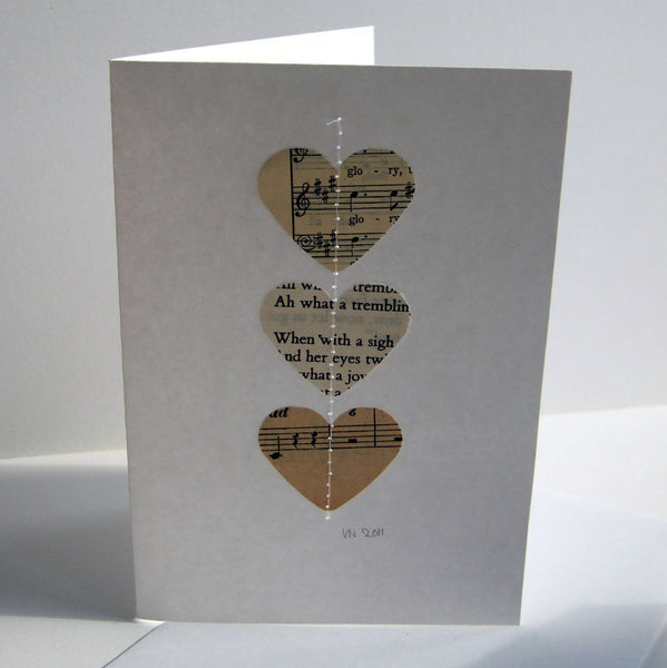 Paper Wedding Anniversary Gift - Personalised Poetry And Music Framed Hearts Picture - Made In Words