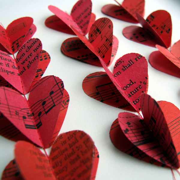 Paper Wedding Anniversary Gift - Red Paper Heart Strings Framed Picture - Made In Words