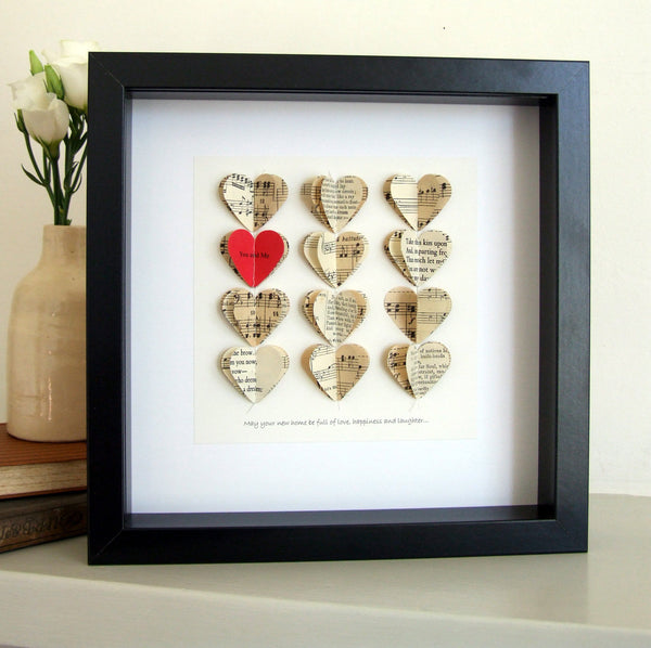 Paper Wedding Anniversary Gift - Love Heart Personalised Framed Picture - Made In Words