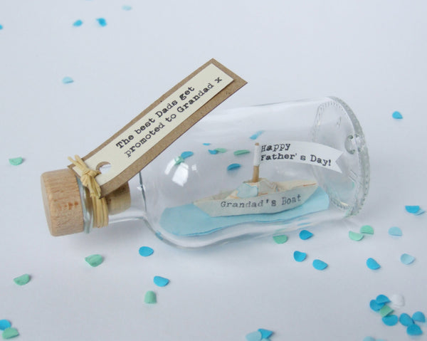 Personalised Father's Day Gift - Personalised Handmade Paper Ship In A Bottle - Made In Words