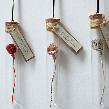 Personalised Valentine's Gift - Handmade Personalised Paper Rose In A Glass Vial - Made In Words