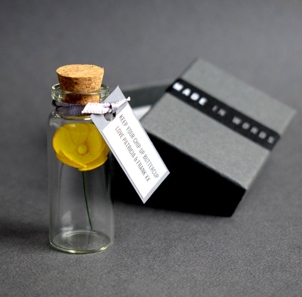 Tiny Buttercup In A Bottle Personalised Gift