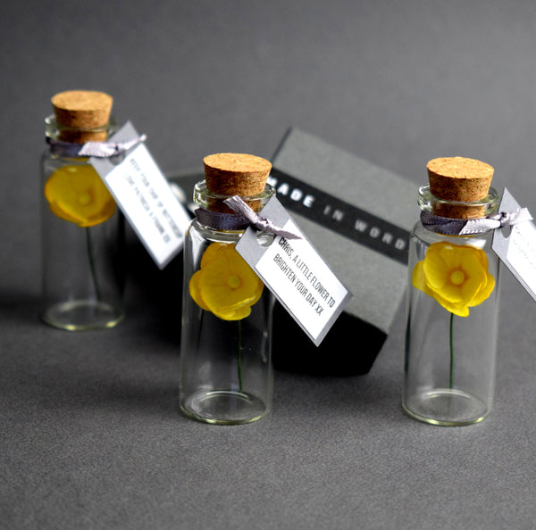 Tiny Buttercup In A Bottle Personalised Gift