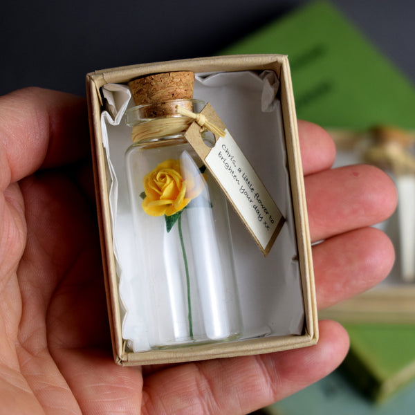 Tiny Open Rose In A Bottle Personalised Keepsake