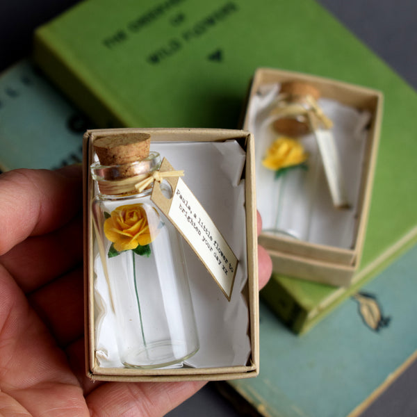 Tiny Open Rose In A Bottle Personalised Keepsake
