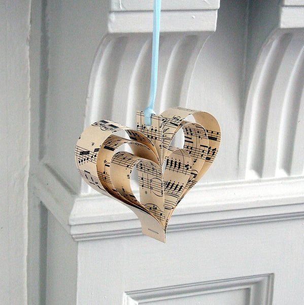 Paper Heart Wedding Decoration  - Handmade Sheet Music Heart Decorations - Made In Words
