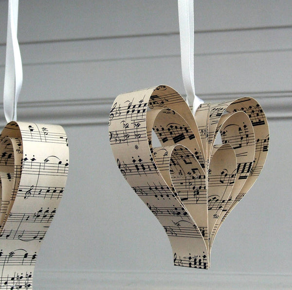 Paper Heart Wedding Decoration  - Handmade Sheet Music Heart Decorations - Made In Words