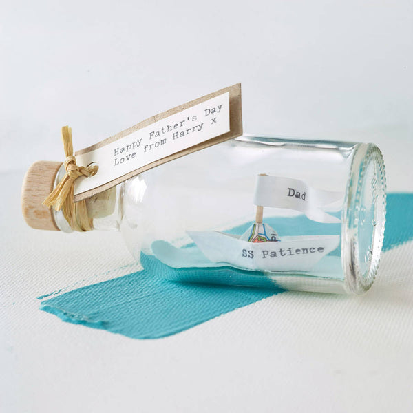 Personalised Father's Day Gift - Personalised Handmade Paper Ship In A Bottle - Made In Words