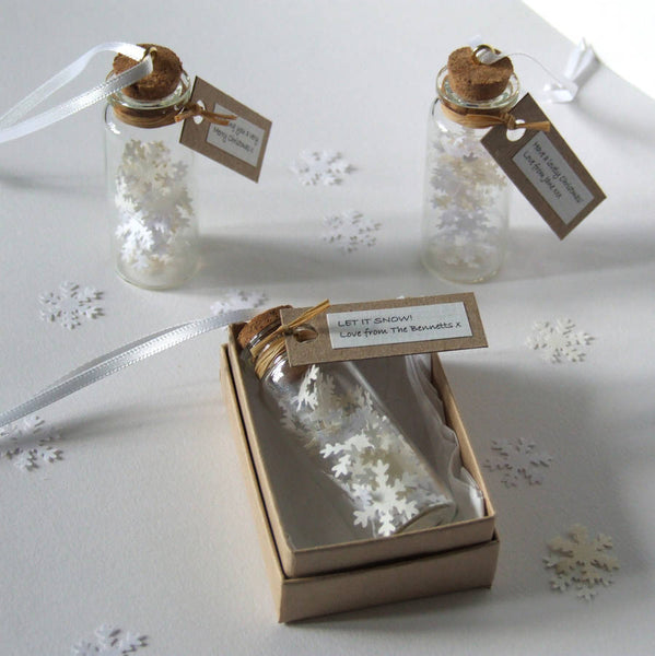 Tiny Bottle Of Snow Personalised Hanging Decoration - personalised christmas decoration - Made In Words