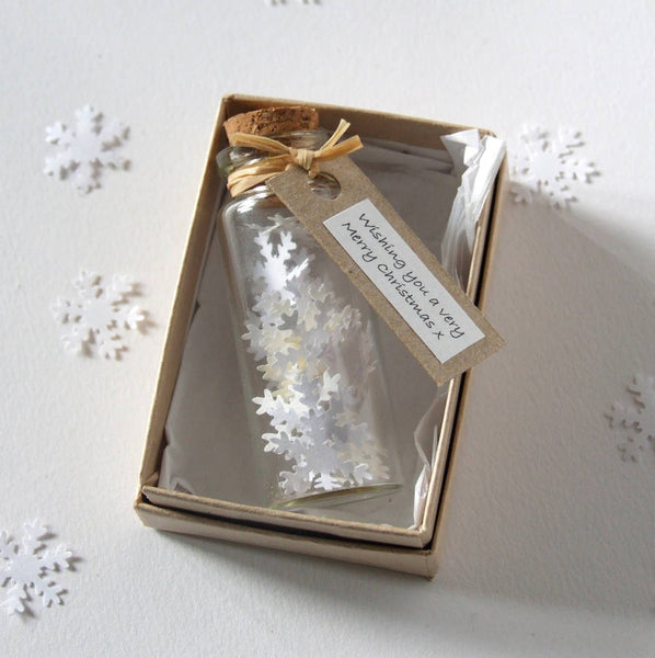 Tiny Personalised Bottle Of Snowflakes - personalised secret santa gift - Made In Words