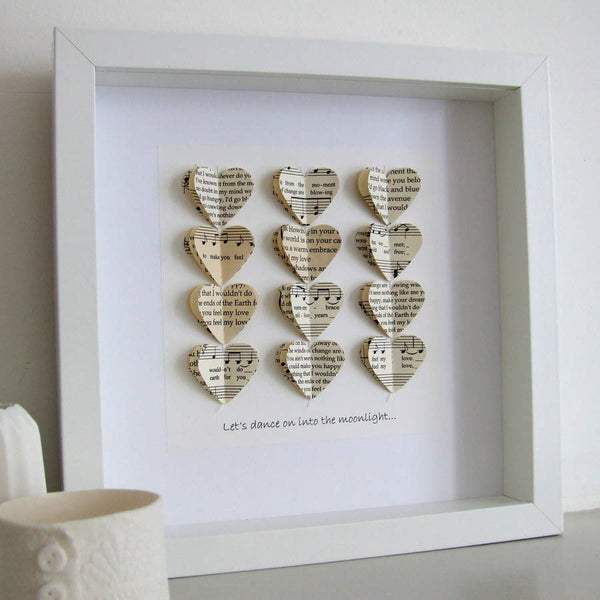 Paper Wedding Anniversary Gift - Special Song Personalised Artwork In Vintage Papers - Made In Words