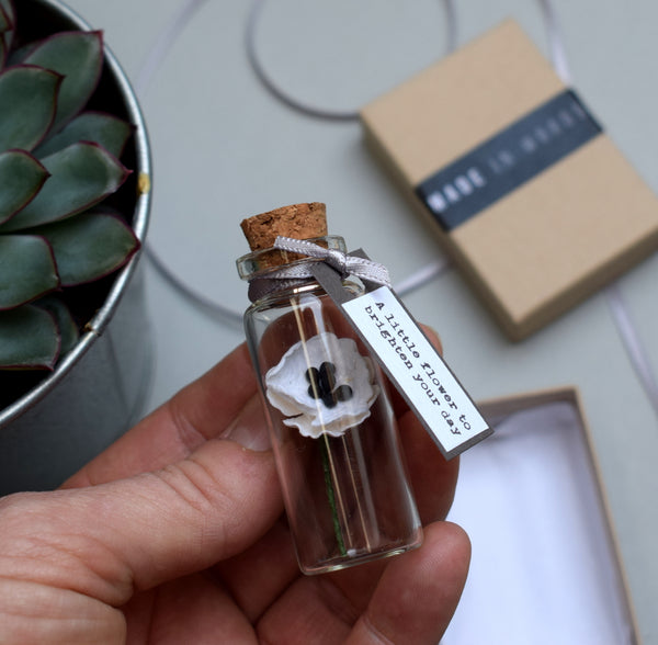 Tiny Paper Poppy In A Bottle With Personalised Message