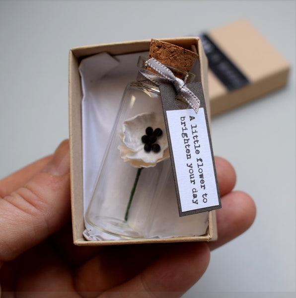 Tiny Paper Poppy In A Bottle With Personalised Message