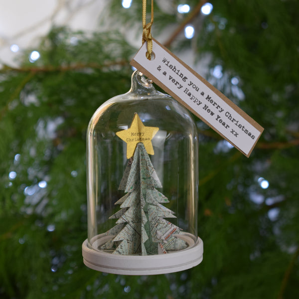 Personalised Christmas Tree Glass Cloche Decoration