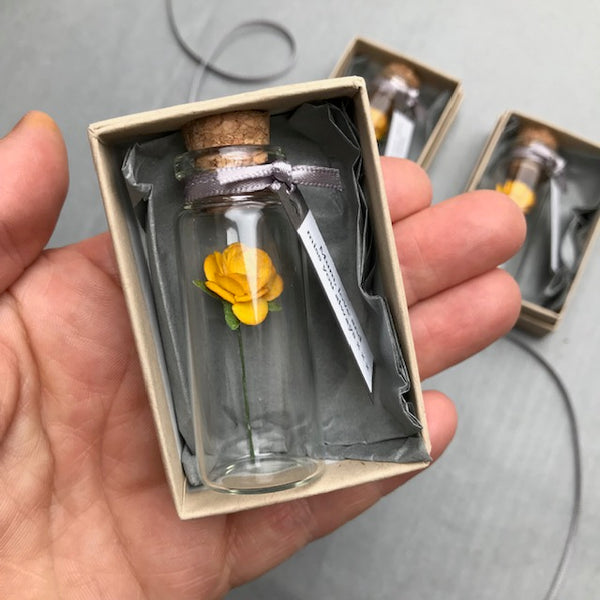 Miniature Personalised Paper Tea Rose In A Bottle