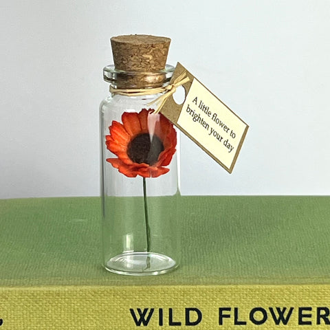 orange paper gerbera daisy with peronalised tag
