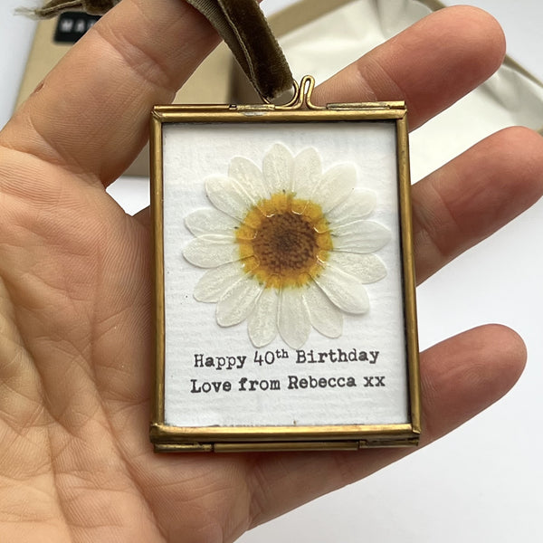 Personalised Milestone Birthday mini framed daisy keepsake