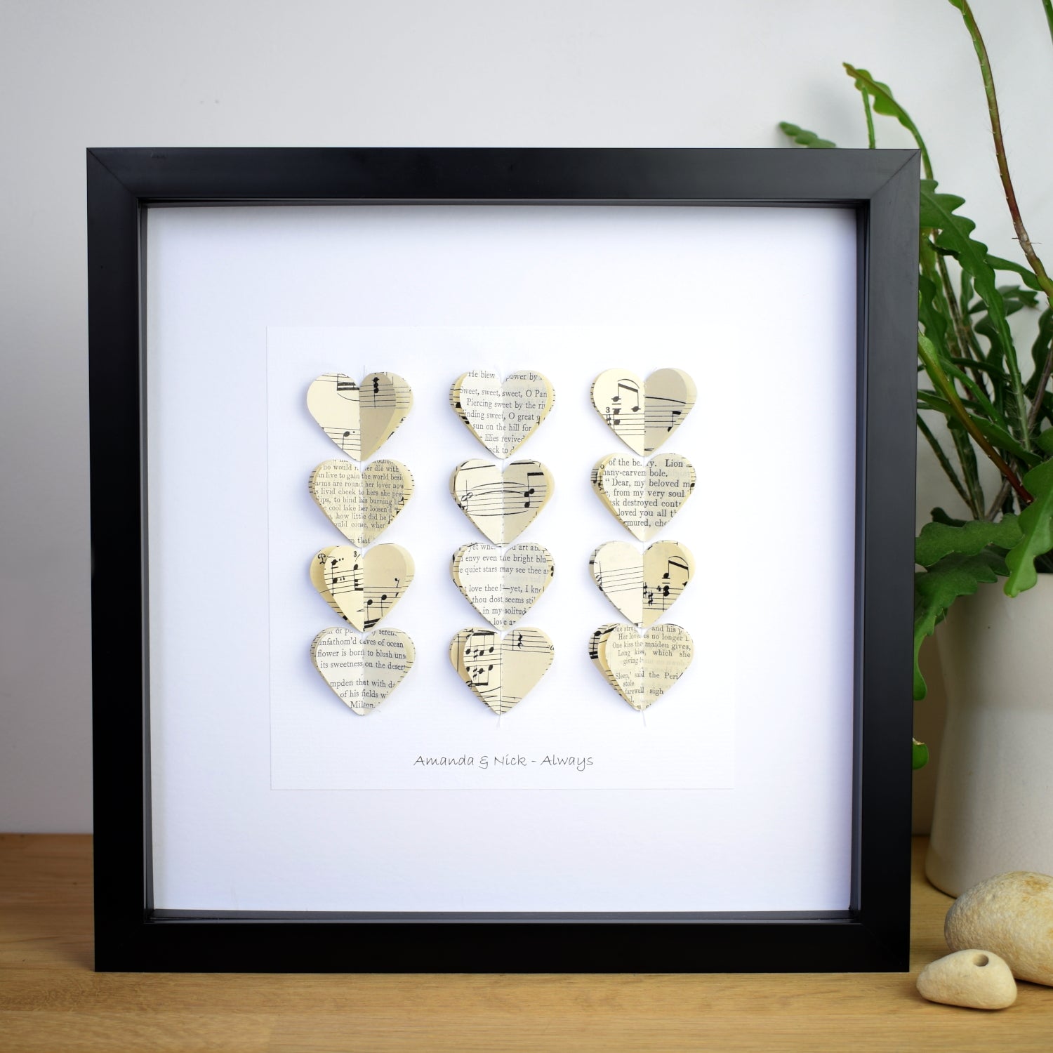 Personalised Poetry And Music Framed Hearts Picture