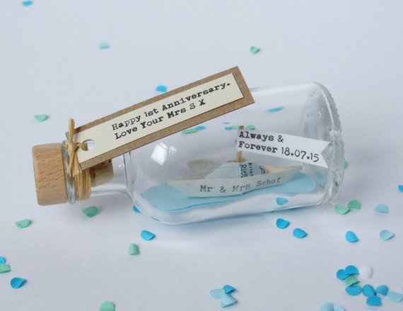 Personalised Handmade Paper Ship In A Bottle