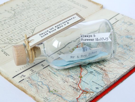 Personalised Handmade Paper Ship In A Bottle