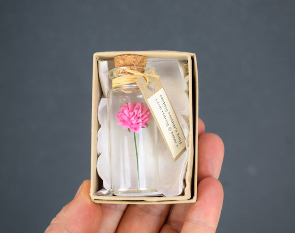 Tiny Personalised Chrysanthemum Flower In A Bottle