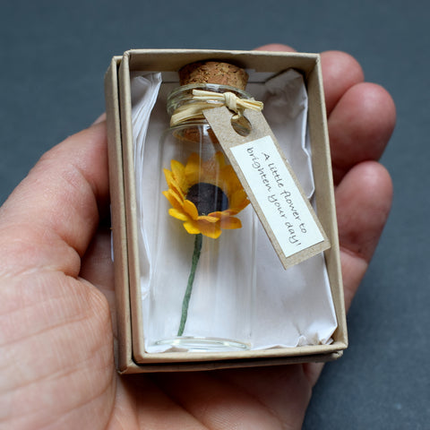 Personalised Tiny Sunflower In A Bottle - Personalised Sunflower card