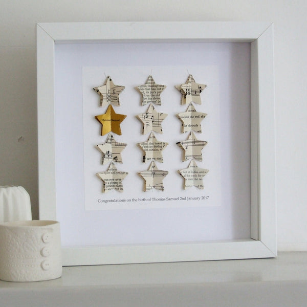 Graduation Gift - Gold Star Personalised Framed Picture - Made In Words