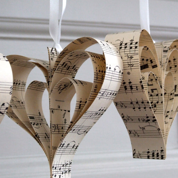 Paper Heart Wedding Decoration  - Handmade Sheet Music Heart Decorations - Made In Words