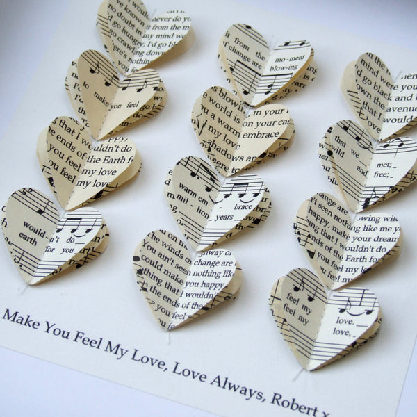 Paper Wedding Anniversary Gift - Special Song Personalised Artwork In Vintage Papers - Made In Words