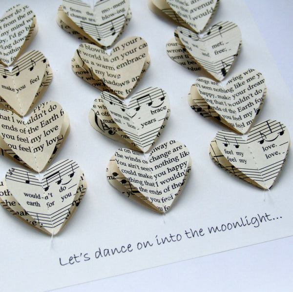 Paper Wedding Anniversary Gift - Special Song Personalised Artwork In Vintage Papers - Made In Words