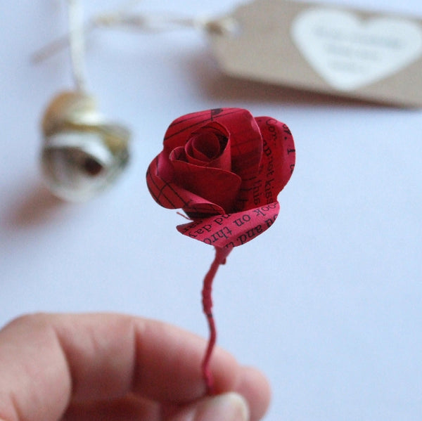 Personalised Valentine's Gift - Handmade Personalised Paper Rose In A Glass Vial - Made In Words