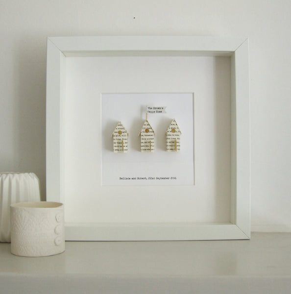 New Home Gift - Little Paper Houses Personalised Framed Gift - Made In Words