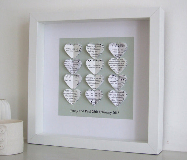 Paper Wedding Anniversary Gift - Your Special Song Framed Picture - Made In Words