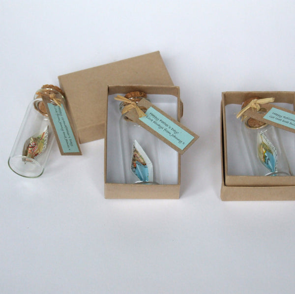 Father's Day Gift - Tiny Personalised Paper Ship In A Bottle - Made In Words