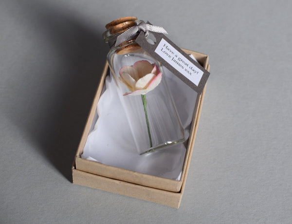 Paper Wedding Anniversary Gift - Personalised Tiny Bottle of Blossom - Made In Words